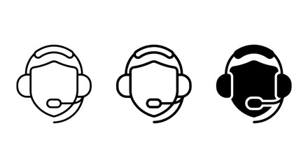Fototapeta premium Customer Support Icons, Operator Headset Graphics, Service Agent Symbols, Vector Set