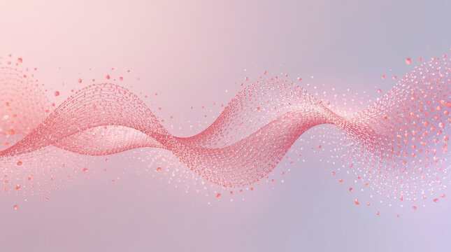 Abstract pink particle wave on soft pastel background