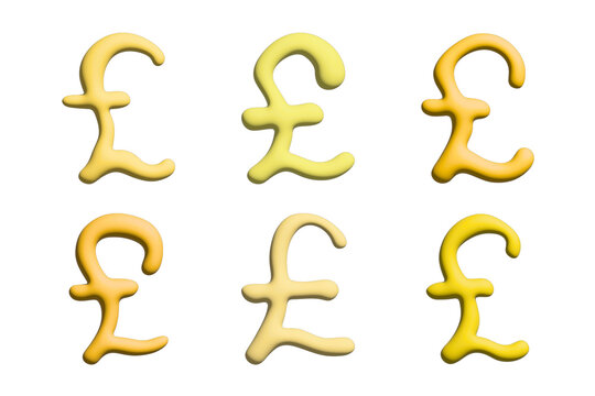 Set of 3d british pound currency symbol Elements for design
