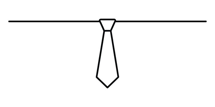 Black necktie icon symbol with a horizontal line representing a formal business dress code accessory for professional office clothing style illustration
