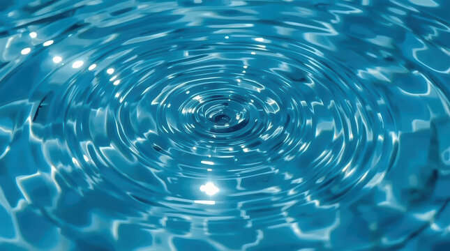 Abstract water background with concentric ripple pattern and blue surface