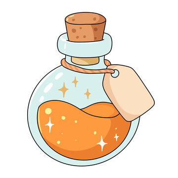Cute Magic Potion Bottle Halloween Illustration