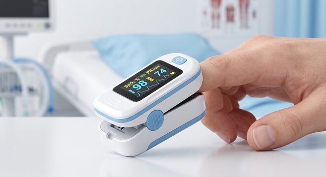 Fingertip Pulse Oximeter Medical Device Illustration