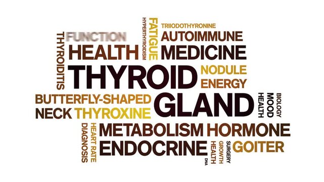 Thyroid Gland animated word cloud-animation tag kinetic typography seamless loop.