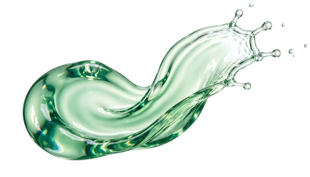 Green water splash and wave illustration isolated on transparent background