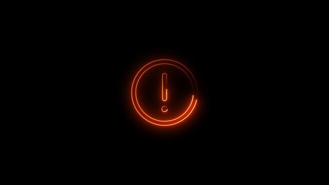 Warning neon icon. glowing red exclamation alert symbol. system alert notification