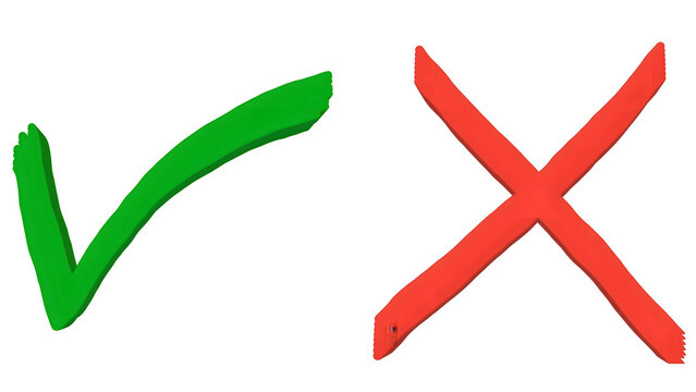 Green Check Mark and Red Cross Icons with Transparent Background