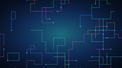 Fototapeta premium Abstract digital network connection background with glowing lines and nodes