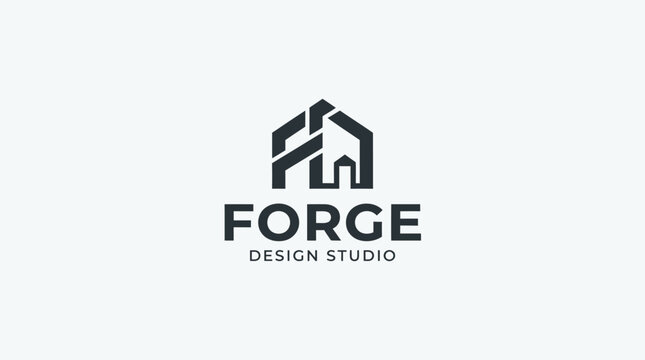 Forge Design Studio Logo - Modern Architecture and Construction Icon