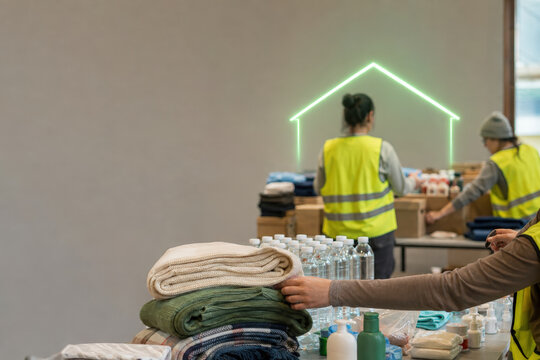 Disaster Shelter Supplies with Protective Roof Hologram