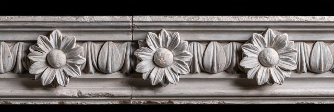 Decorative architectural molding with floral and leaf motifs
