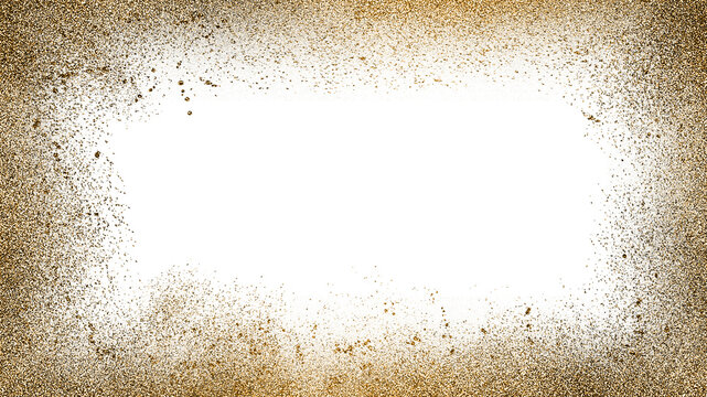 Vintage Grunge Border Frame Overlay with Distressed Brown Texture and Isolated Center | gold shimmers