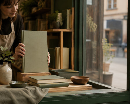 Blank Bookstore Display Mockup for Independent Retail Branding and Literary Promotion