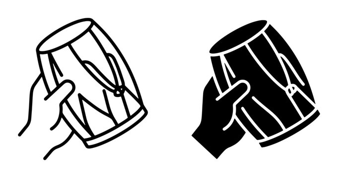 Hand holding a djembe drum silhouette for music logo