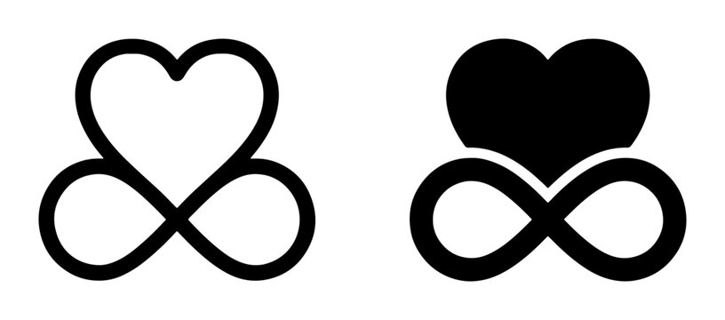 Heart and infinity symbol silhouette for love logo
