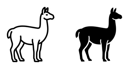 Standing llama silhouette for logo or sticker © Robul