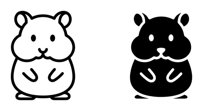 Cute hamster silhouette for logo or sticker