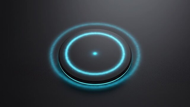 Wireless Charging Pad with Glowing Cyan Energy Rings