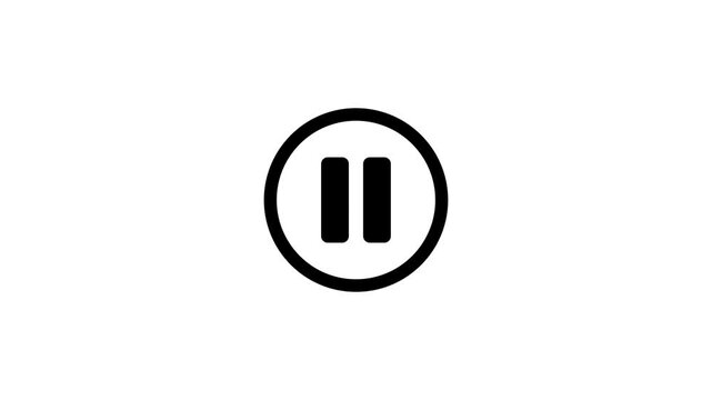 Minimalist pause button icon in a circle, black media player control symbol, clean UI element for video playback and streaming interfaces