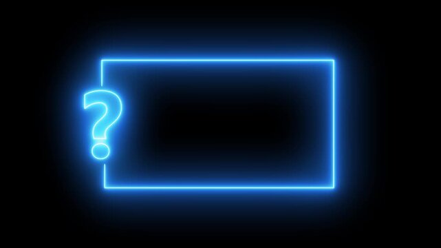 Glowing neon blue question mark frame border animation for digital and presentations