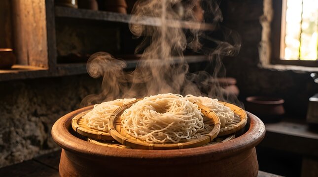 Steaming Sri Lankan String Hoppers