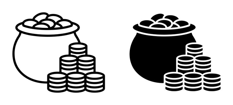 Pot of coins silhouette for logo