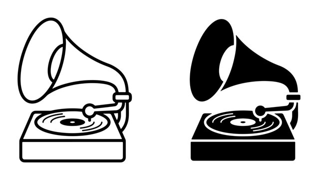 Vintage gramophone silhouette for logo or print