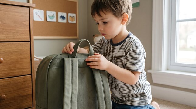 Child Organizing Clothes Independently During Morning Routine