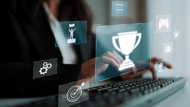 Achievement and success concept representing goal accomplishment, motivation, performance, competition, and excellence in business and personal growth Marrow