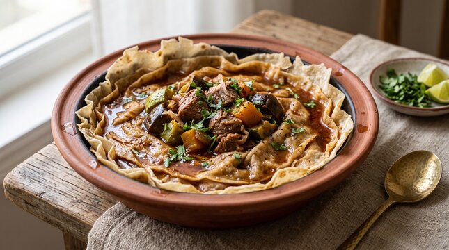 Authentic Saudi Qursan Flatbread and Meat Stew
