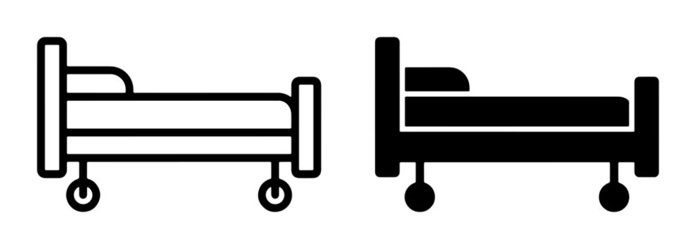 Hospital bed silhouette for medical logo or icon