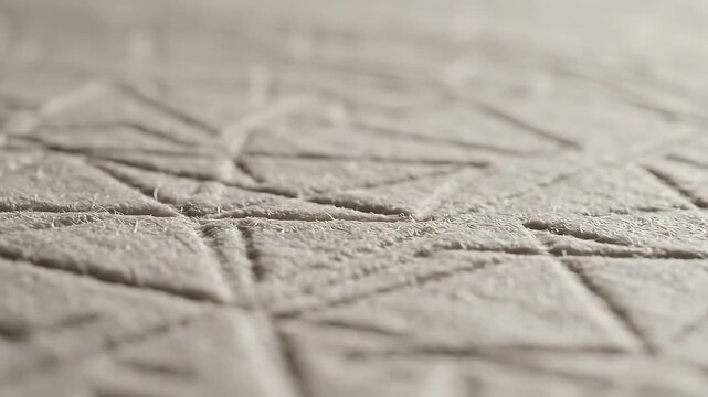 Macro shot of white geometric fabric texture with triangular patterns