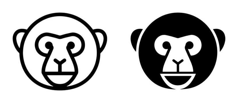 Monkey face silhouette for logo or sticker