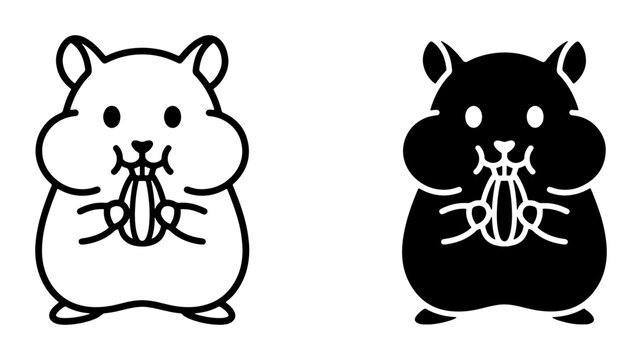 Hamster eating a seed silhouette for a logo