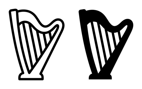 Harp silhouette for music logo or sticker