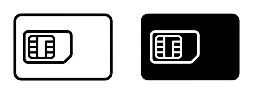 SIM card silhouette for technology logo