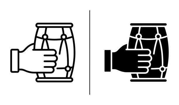 Hand holding conga drum silhouette for logo