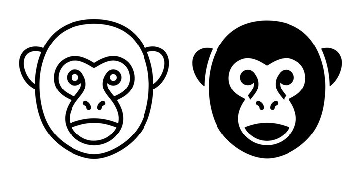 Monkey face silhouette for logo or sticker