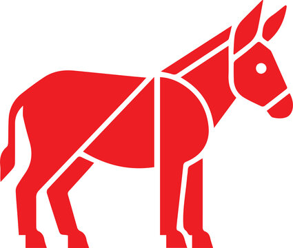 Stylized red donkey vector logo illustration high quality transparent PNG 