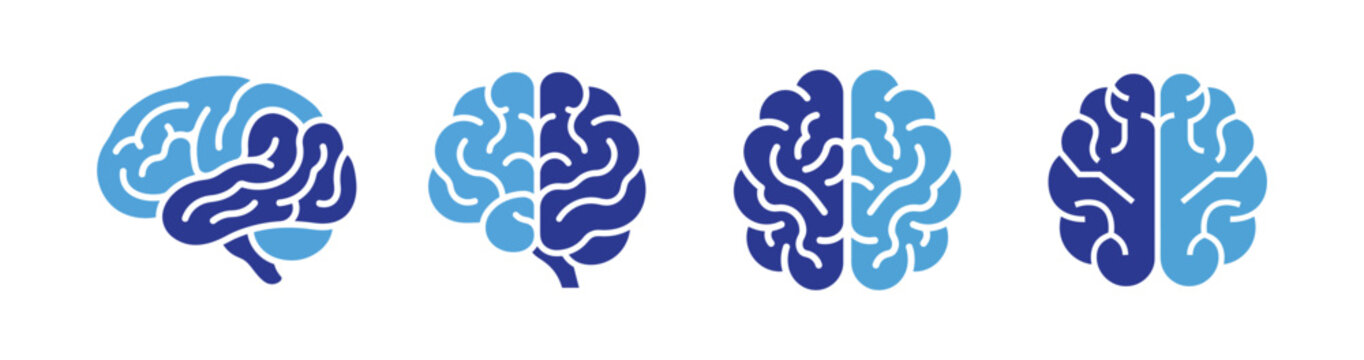 Human Brain Icon Set Vector Design For Medical And Science Concept