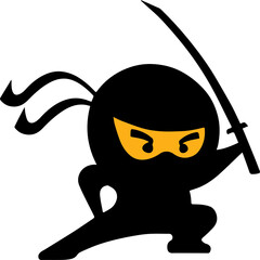 Minimal yellow ninja mask eyes vector logo illustration    high quality transparent PNG      © Saqlain