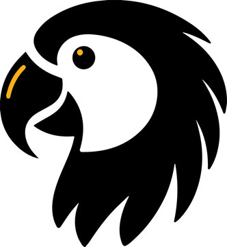 Minimal yellow parrot vector logo illustration   high quality transparent PNG