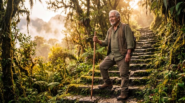 Golden Hour Ascent on Sacred Mountain Steps