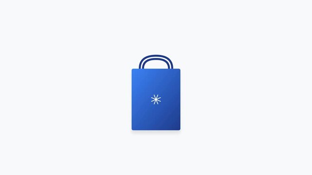 Minimalist Animation of Geometric Shapes Entering a Blue Shopping Bag for Retail and E-commerce Concept