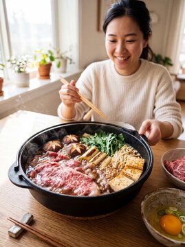 Artisanal Marbled Beef Sukiyaki in Morning Light