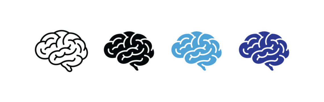 Brain Icon Set Vector Illustration for Human Mind Science and Health Concept Design