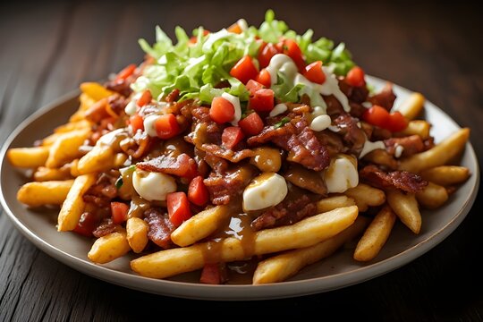 blt poutine served on a plate