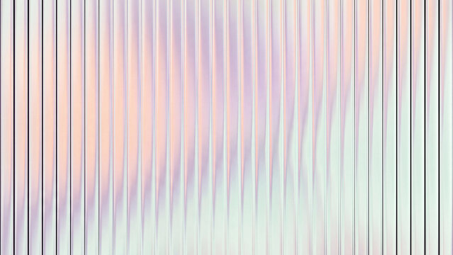 Vertical reeded glass panel texture with soft iridescent gradient for minimal abstract background interior partition design and trendy wallpaper