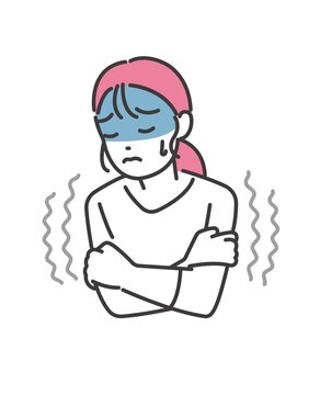 寒気がする女性のベクターイラスト