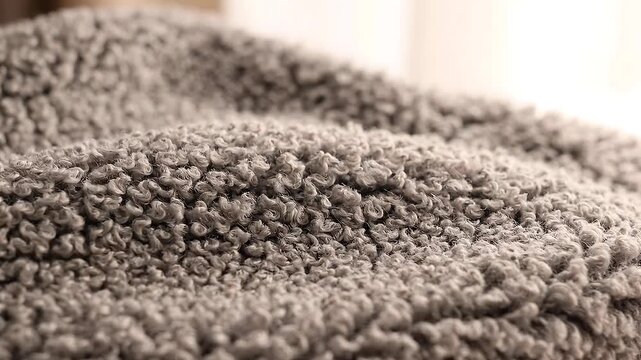 Soft gray looped fabric texture macro close up